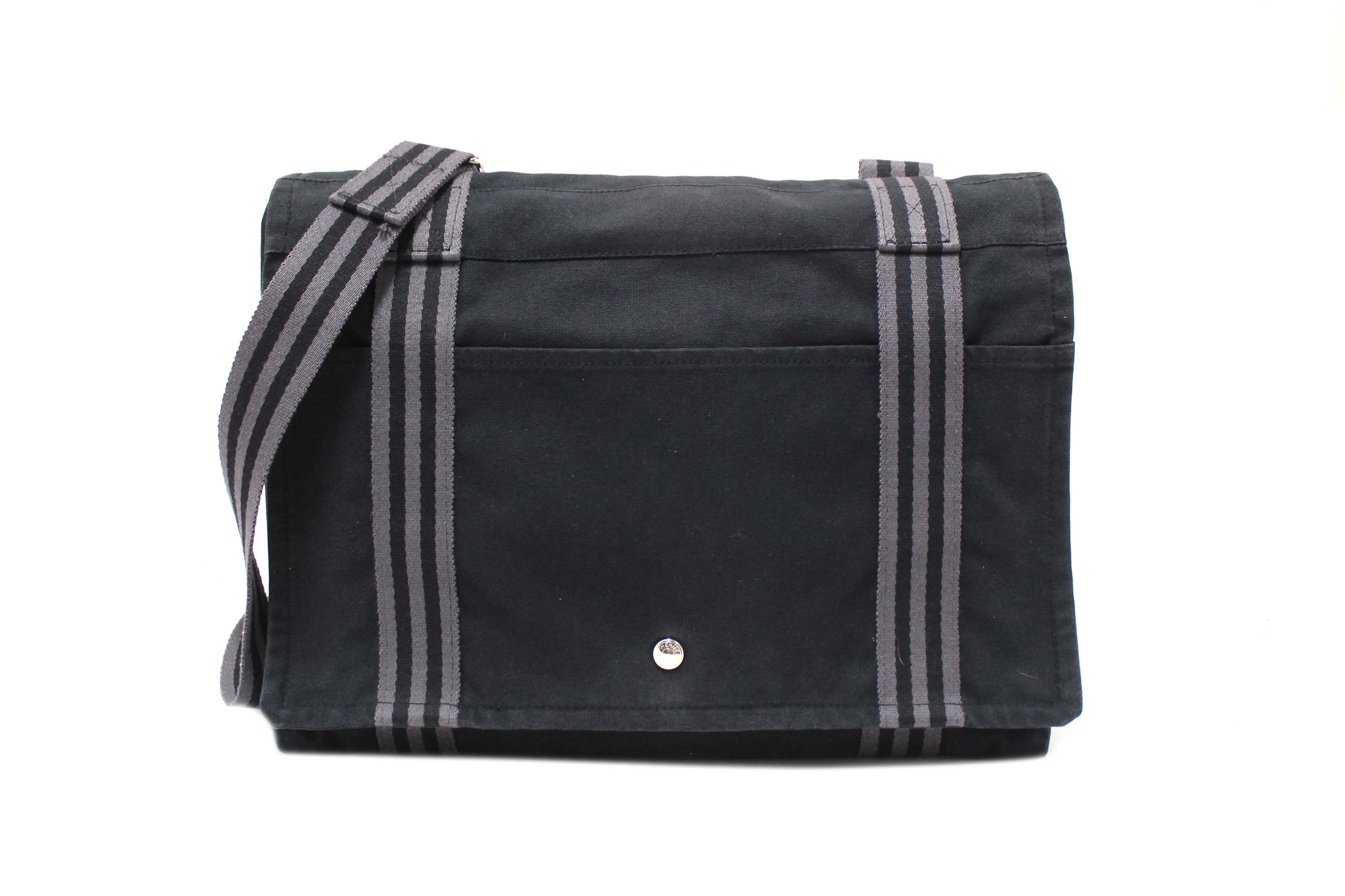 Hermes Black Toile Fourre Tout Herline Messenger Bag