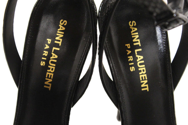 Saint Laurent Black Python And Leopard Pony Leather Tribute Platform Sandals Size 37.5
