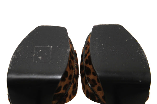 Saint Laurent Black Python And Leopard Pony Leather Tribute Platform Sandals Size 37.5