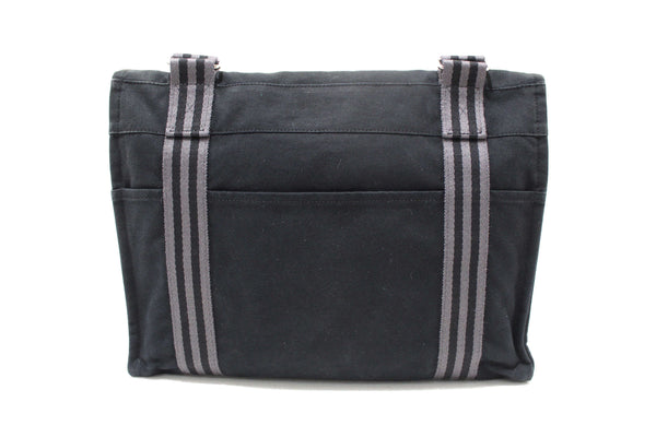Hermes Black Toile Fourre Tout Herline Messenger Bag