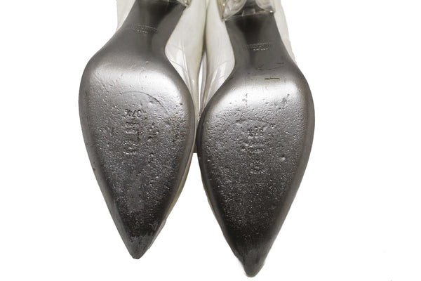 Moschino Patent White and Silver Leather Metallic Heels Size 37.5