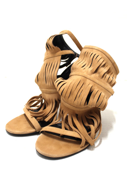 gucci beige becky suede fringe hi camelia heels size 38 | Shop Now at Italystation.com