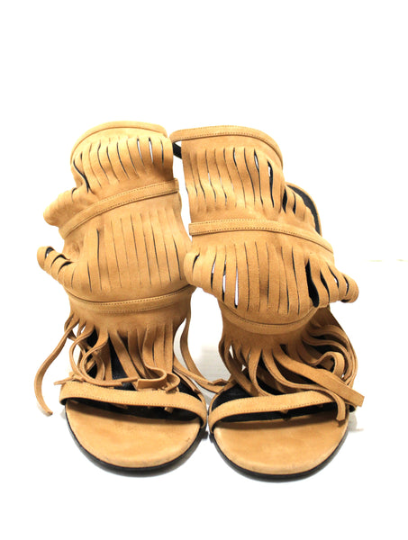 gucci beige becky suede fringe hi camelia heels size 38 | Shop Now at Italystation.com