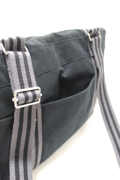 Hermes Black Toile Fourre Tout Herline Messenger Bag