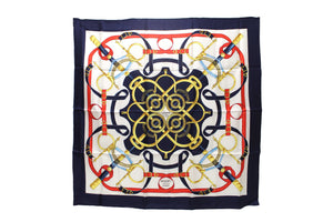 Hermes Blue Eperon D'or Tellier Scarf 90cm