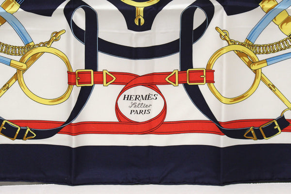 Hermes Blue Eperon D'or Tellier Scarf 90cm