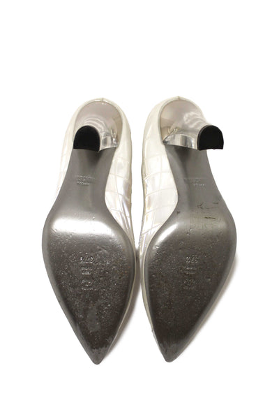 Moschino Patent White and Silver Leather Metallic Heels Size 37.5