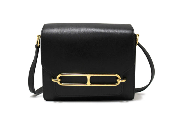 Hermes Black Evercolor Calfskin Leather Roulis Mini Bag