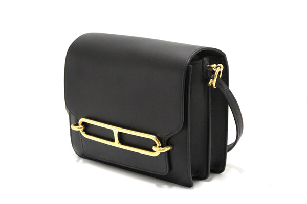 Hermes Black Evercolor Calfskin Leather Roulis Mini Bag