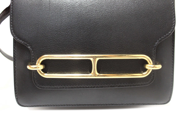 Hermes Black Evercolor Calfskin Leather Roulis Mini Bag