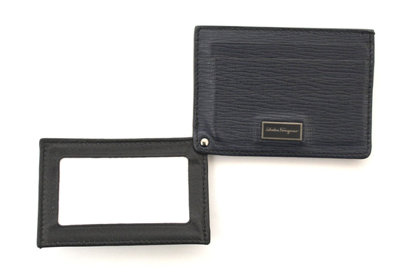 Salvatore Ferragamo Navy Leather Card Holder