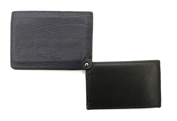 Salvatore Ferragamo Navy Leather Card Holder
