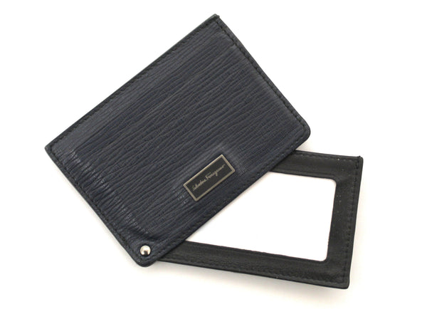 Salvatore Ferragamo Navy Leather Card Holder