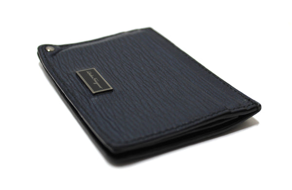 Salvatore Ferragamo Navy Leather Card Holder