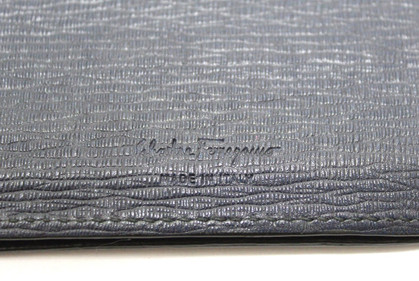 Salvatore Ferragamo Navy Leather Card Holder