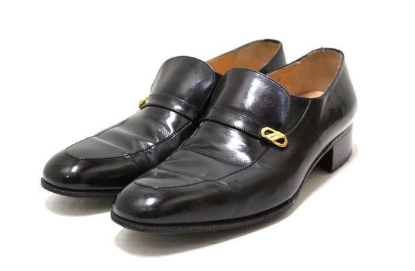 Salvatore Ferragamo Men's Black Calf Leather Loafer Dress Shoes size 7.5