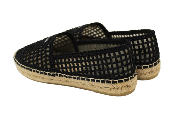 NEW Prada Black Crochet Espadrilles Shoes Size 38