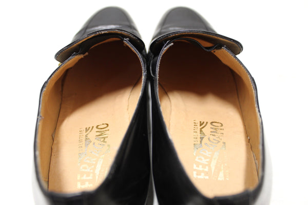 Salvatore Ferragamo Men's Black Calf Leather Loafer Dress Shoes size 7.5
