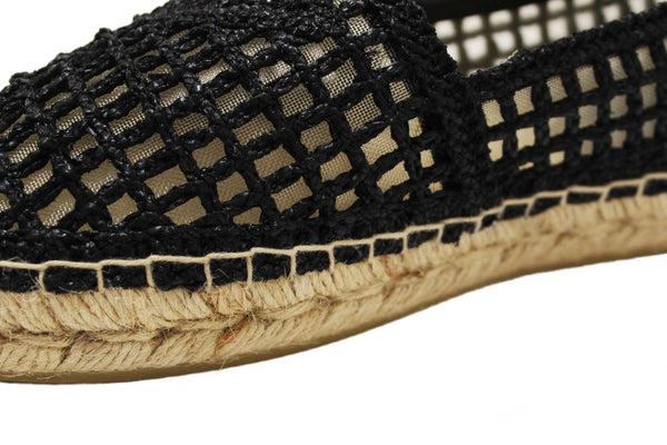 NEW Prada Black Crochet Espadrilles Shoes Size 38