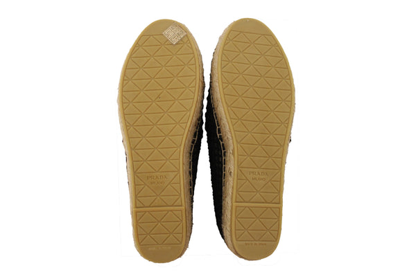 NEW Prada Black Crochet Espadrilles Shoes Size 38