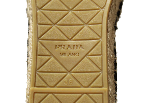 NEW Prada Black Crochet Espadrilles Shoes Size 38