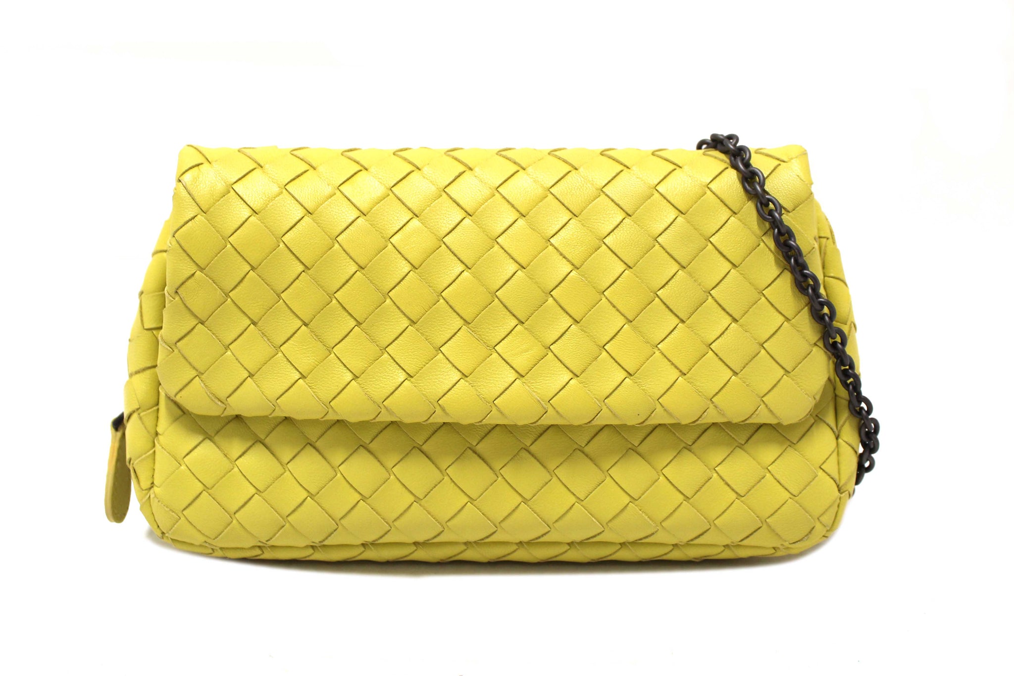 Bottega Veneta Yellow Nappa Intrecciato Leather Small Messenger Bag