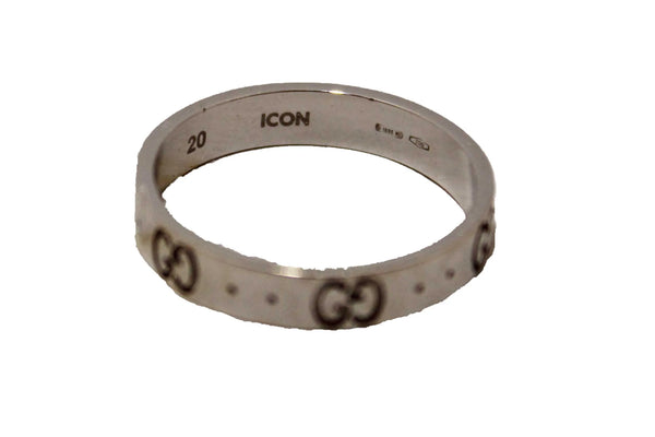 Gucci 18K White Gold Icon Thin Ring Size 20