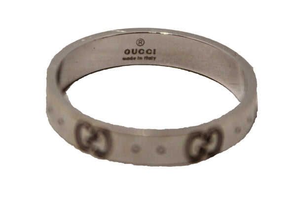 Gucci 18K White Gold Icon Thin Ring Size 20