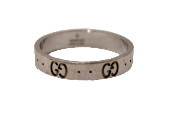 Gucci 18K White Gold Icon Thin Ring Size 20