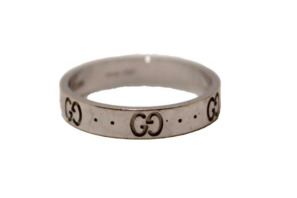 Gucci 18K White Gold Icon Thin Ring Size 20