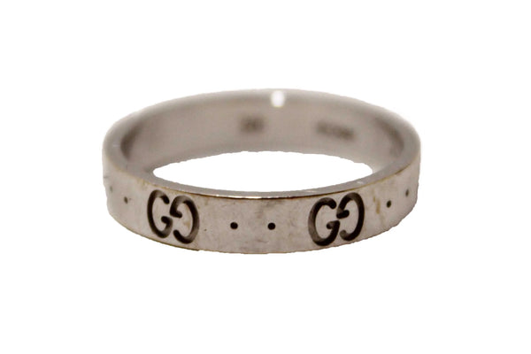 Gucci 18K White Gold Icon Thin Ring Size 20