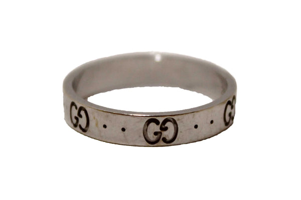 Gucci 18K White Gold Icon Thin Ring Size 20