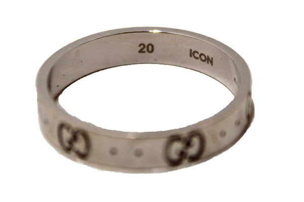 Gucci 18K White Gold Icon Thin Ring Size 20