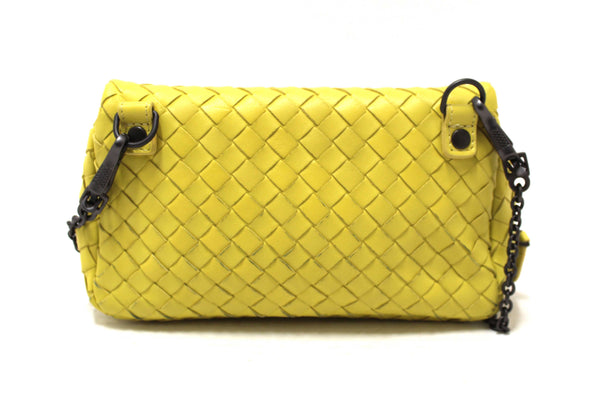 Bottega Veneta Yellow Nappa Intrecciato Leather Small Messenger Bag