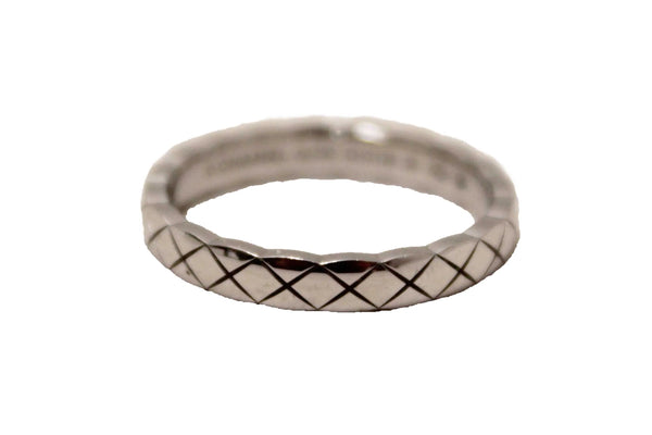 Chanel 18K White Gold Mini Coco Crush Ring 58 8.5