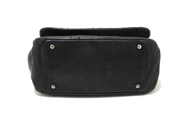 Chanel Black Diamond Stitch Accordion Flap Shoulder Bag