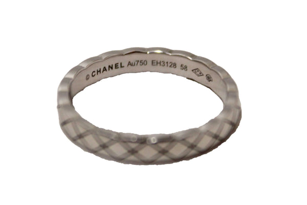 Chanel 18K White Gold Mini Coco Crush Ring 58 8.5
