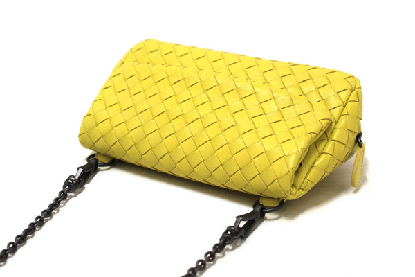 Bottega Veneta Yellow Nappa Intrecciato Leather Small Messenger Bag