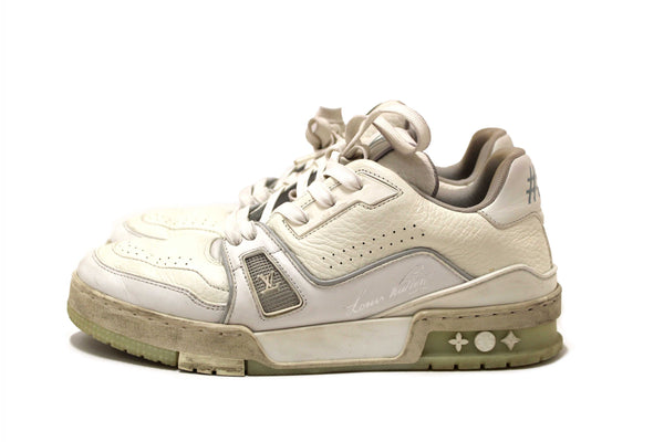 Louis Vuitton White Calfskin Mens LV Trainer Sneakers 38