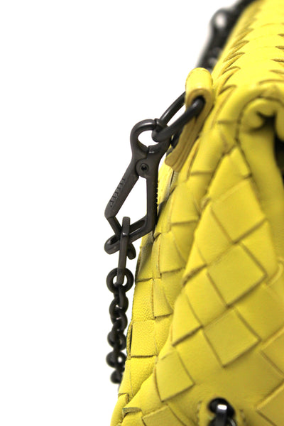 Bottega Veneta Yellow Nappa Intrecciato Leather Small Messenger Bag
