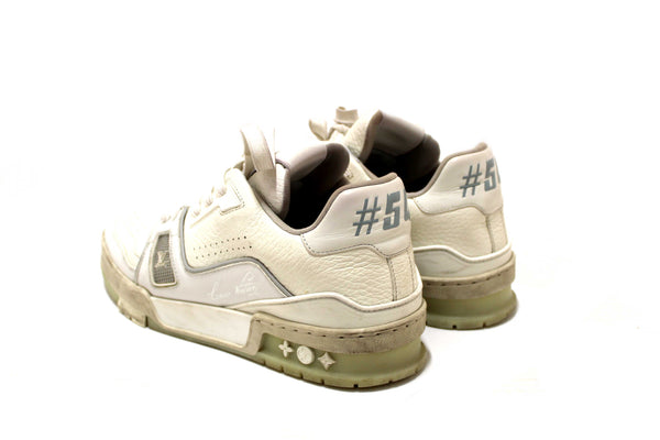 Louis Vuitton White Calfskin Mens LV Trainer Sneakers 38