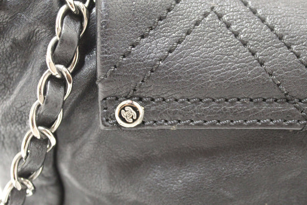 Chanel Black Diamond Stitch Accordion Flap Shoulder Bag