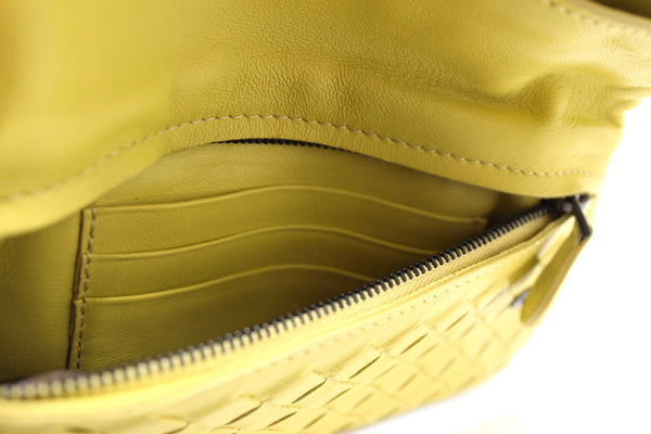 Bottega Veneta Yellow Nappa Intrecciato Leather Small Messenger Bag