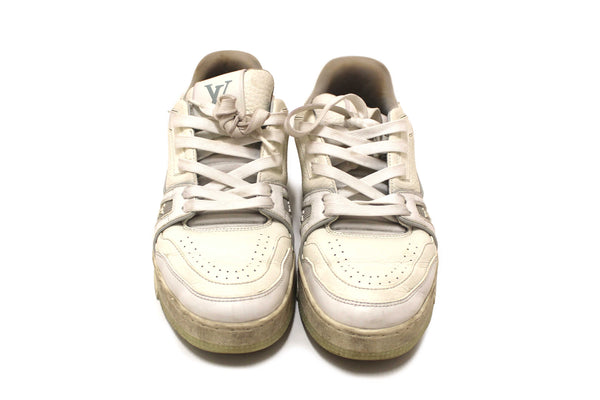 Louis Vuitton White Calfskin Mens LV Trainer Sneakers 38