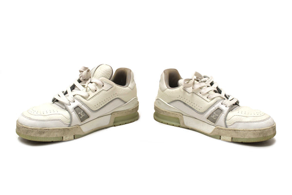 Louis Vuitton White Calfskin Mens LV Trainer Sneakers 38