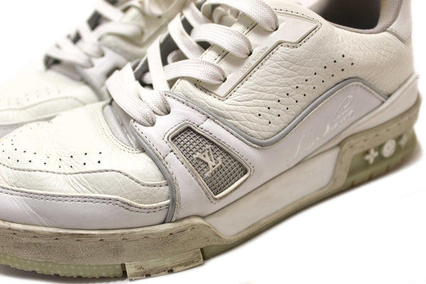 Louis Vuitton White Calfskin Mens LV Trainer Sneakers 38