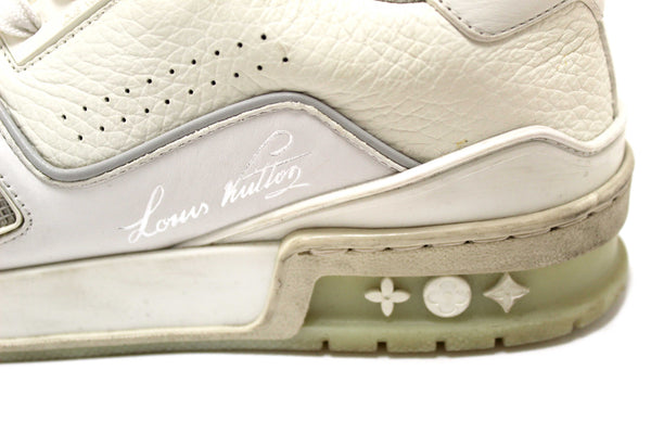 Louis Vuitton White Calfskin Mens LV Trainer Sneakers 38