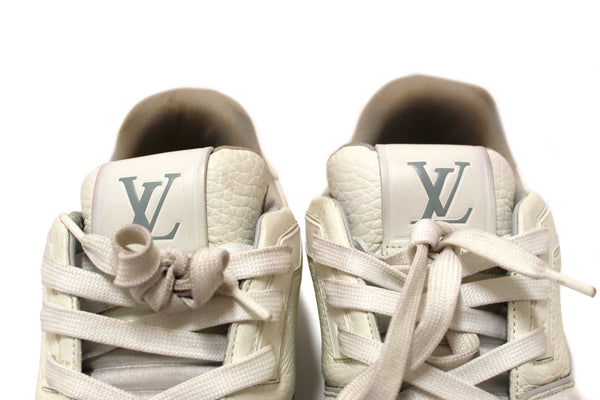 Louis Vuitton White Calfskin Mens LV Trainer Sneakers 38
