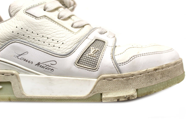 Louis Vuitton White Calfskin Mens LV Trainer Sneakers 38