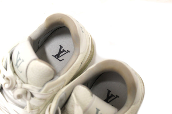 Louis Vuitton White Calfskin Mens LV Trainer Sneakers 38